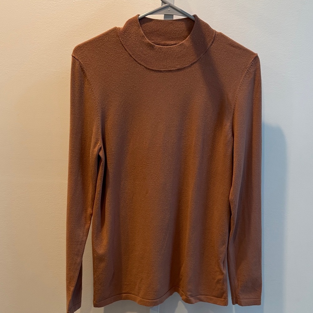 Lark & Ro Women's Brown Turtleneck Sweater Long Sleeve Women Size M